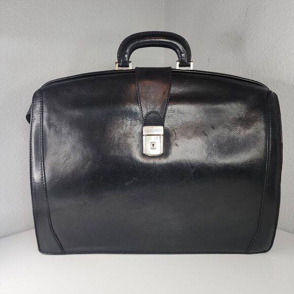 Bosca Old Leather Partners Brief Black Italian Hardshell Lawyer Attache Case Bag - Picture 1 of 16